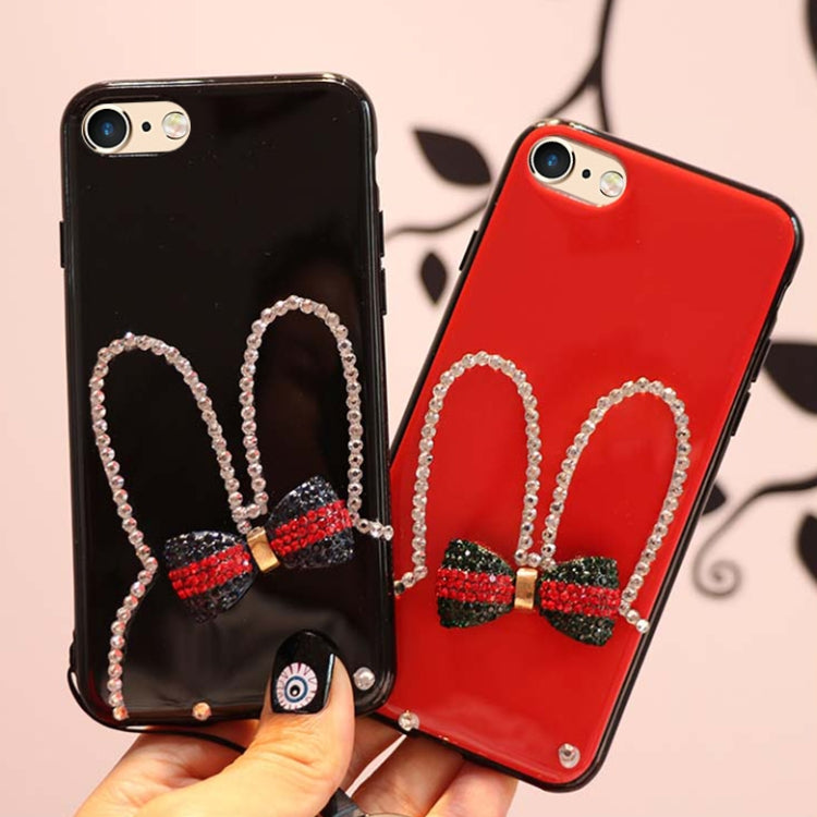 For iPhone 6 Plus & 6s Plus Diamante Bowknot Rabbit Ear Full Coverage Drop-proof Protective Back Cover Case