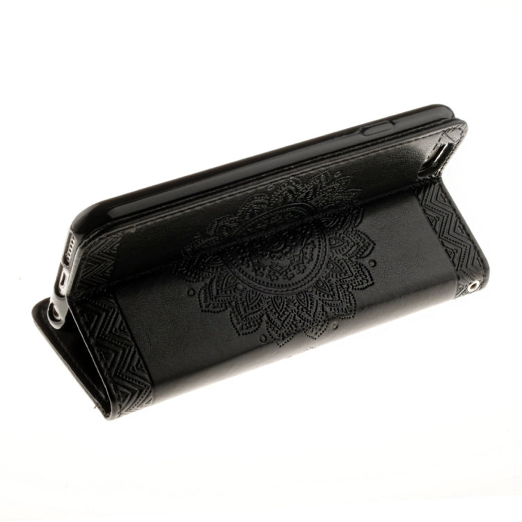 For iPhone 6 Plus & 6s Plus Embossed Floral Pattern Horizontal Flip Leather Case with Card Slots & Holder & Lanyard
