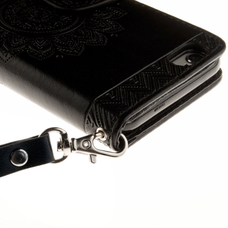 For iPhone 6 Plus & 6s Plus Embossed Floral Pattern Horizontal Flip Leather Case with Card Slots & Holder & Lanyard
