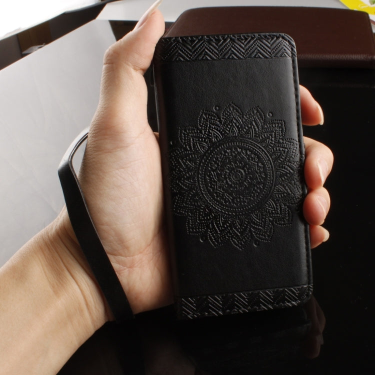 For iPhone 6 Plus & 6s Plus Embossed Floral Pattern Horizontal Flip Leather Case with Card Slots & Holder & Lanyard