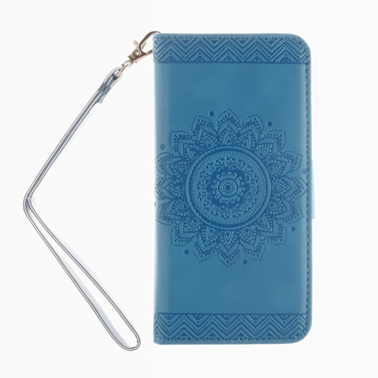For iPhone 6 Plus & 6s Plus Embossed Floral Pattern Horizontal Flip Leather Case with Card Slots & Holder & Lanyard