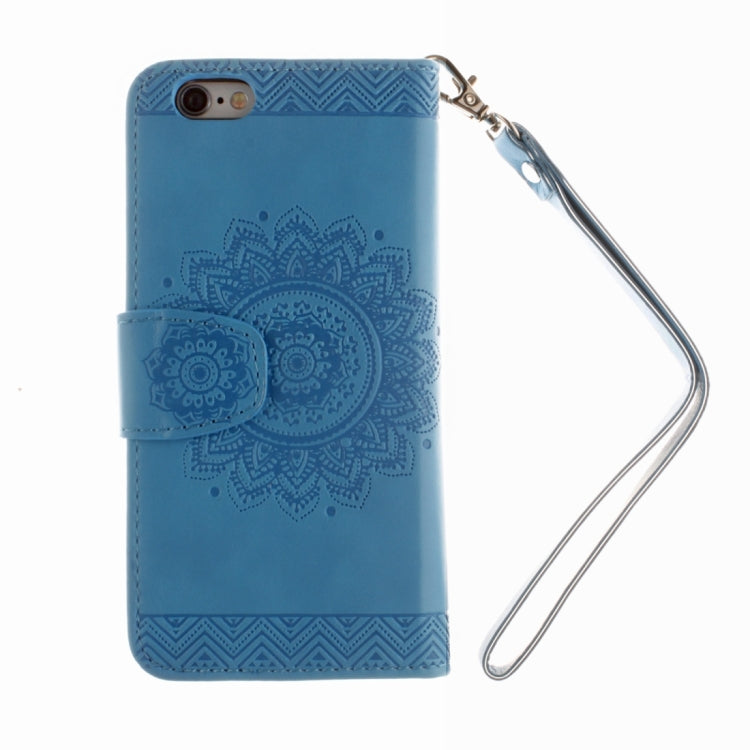 For iPhone 6 Plus & 6s Plus Embossed Floral Pattern Horizontal Flip Leather Case with Card Slots & Holder & Lanyard