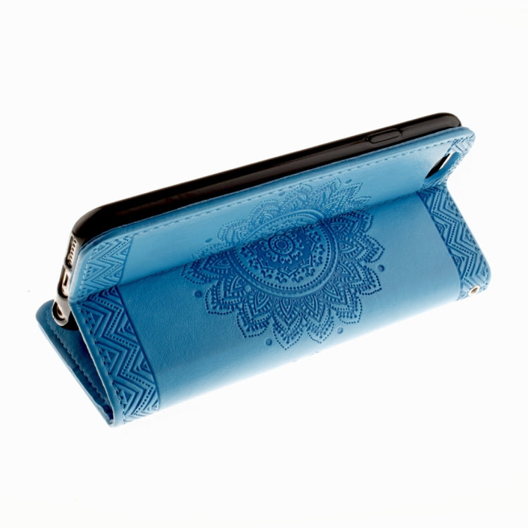 For iPhone 6 Plus & 6s Plus Embossed Floral Pattern Horizontal Flip Leather Case with Card Slots & Holder & Lanyard