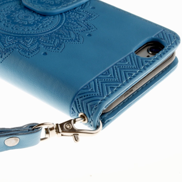 For iPhone 6 Plus & 6s Plus Embossed Floral Pattern Horizontal Flip Leather Case with Card Slots & Holder & Lanyard