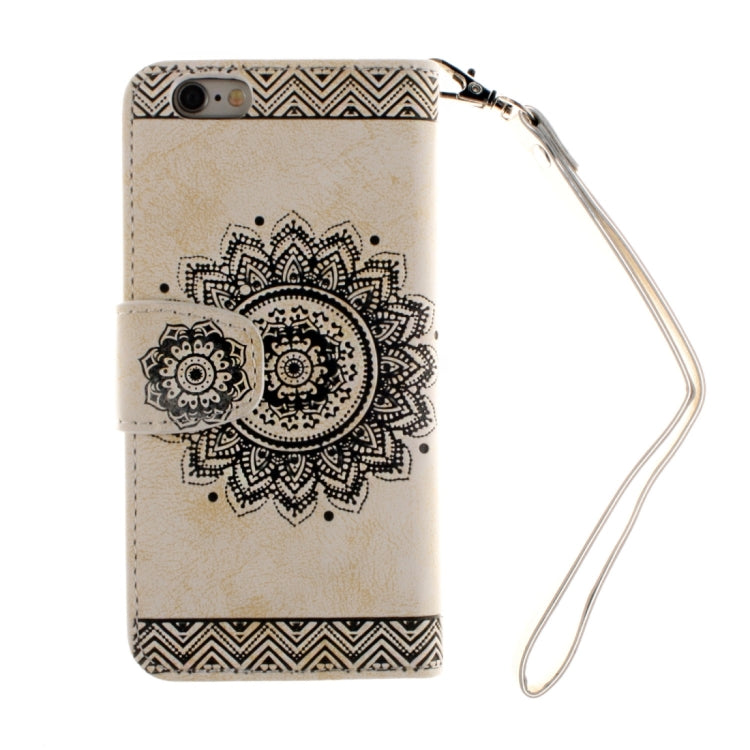 For iPhone 6 Plus & 6s Plus Embossed Floral Pattern Horizontal Flip Leather Case with Card Slots & Holder & Lanyard
