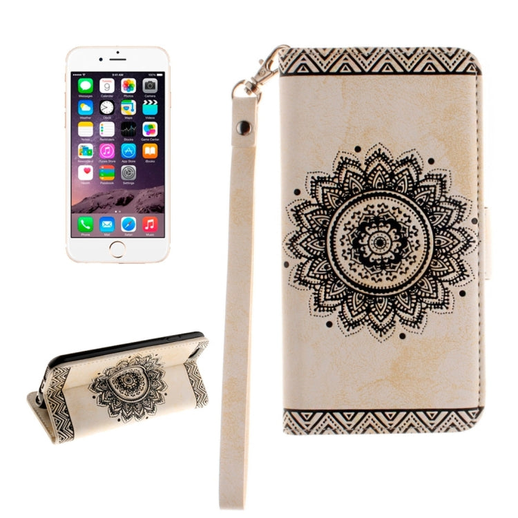 For iPhone 6 Plus & 6s Plus Embossed Floral Pattern Horizontal Flip Leather Case with Card Slots & Holder & Lanyard