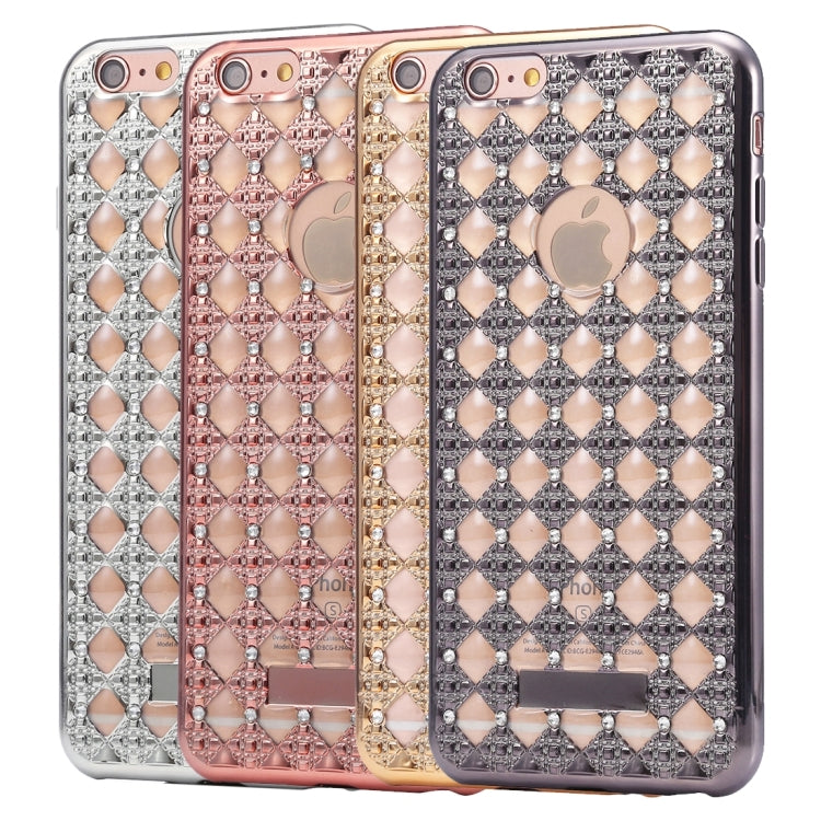 For iPhone 6 Plus & 6s Plus Agate & Diamond Encrusted Electroplating TPU Protective Back Cover Case