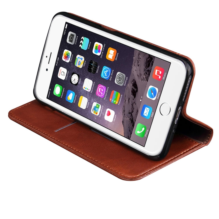 For iPhone 6 Plus & 6s Plus Retro Crazy Horse Texture Magnetic Adsorption Horizontal Flip Leather Case with Card Slot & Holder & Wallet