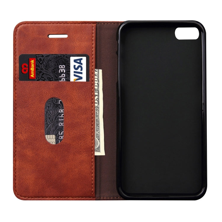 For iPhone 6 Plus & 6s Plus Retro Crazy Horse Texture Magnetic Adsorption Horizontal Flip Leather Case with Card Slot & Holder & Wallet