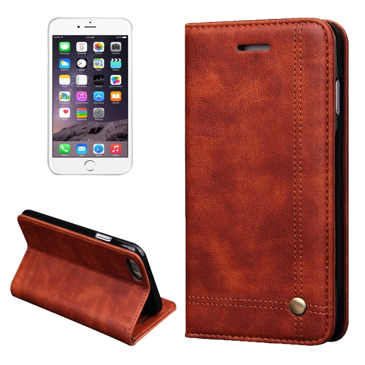 For iPhone 6 Plus & 6s Plus Retro Crazy Horse Texture Magnetic Adsorption Horizontal Flip Leather Case with Card Slot & Holder & Wallet