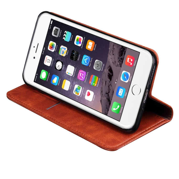 For iPhone 6 Plus & 6s Plus Retro Crazy Horse Texture Magnetic Adsorption Horizontal Flip Leather Case with Card Slot & Holder & Wallet
