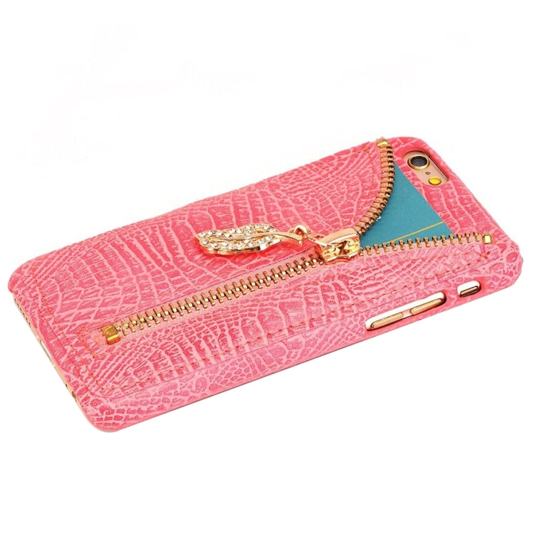 For iPhone 6 Plus & 6s Plus Snake Skin Texture Zipper Leather Case with Card Slots