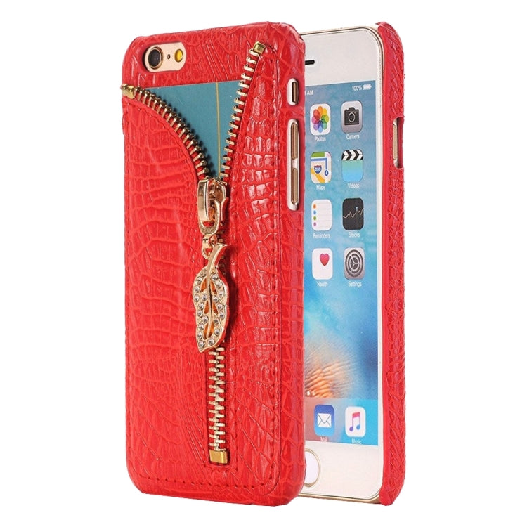 For iPhone 6 Plus & 6s Plus Snake Skin Texture Zipper Leather Case with Card Slots