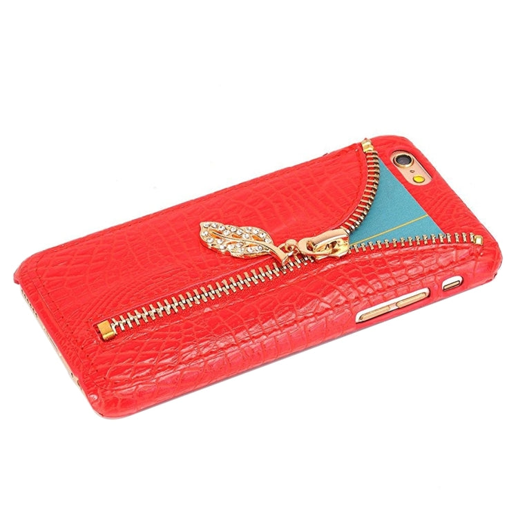 For iPhone 6 Plus & 6s Plus Snake Skin Texture Zipper Leather Case with Card Slots