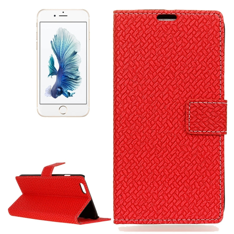 For iPhone 6 Plus & 6s Plus Weaving Texture Horizontal Flip PU Leather Case with Magnetic Buckle & Holder & Card Slots & Wallet & Photo Frame