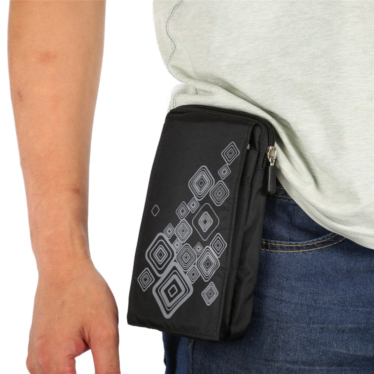 6.4 inch Multifunctional Square Pattern Canvas Sports Storage Waist Packs / Phone Cases / Hiking Bag / Camping Bag with Hanging Hook for iPhone 6S Plus / 7 Plus / Galaxy S7 Edge / Galaxy Note 8