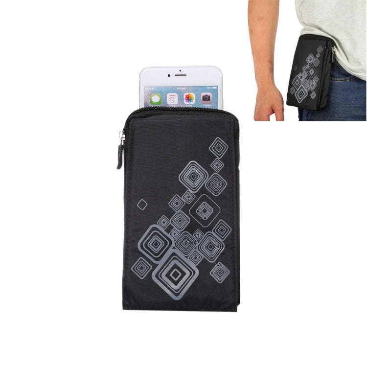 6.4 inch Multifunctional Square Pattern Canvas Sports Storage Waist Packs / Phone Cases / Hiking Bag / Camping Bag with Hanging Hook for iPhone 6S Plus / 7 Plus / Galaxy S7 Edge / Galaxy Note 8