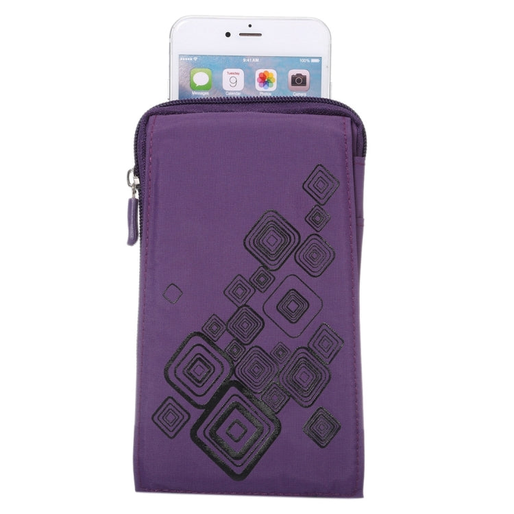 6.4 inch Multifunctional Square Pattern Canvas Sports Storage Waist Packs / Phone Cases / Hiking Bag / Camping Bag with Hanging Hook for iPhone 6S Plus / 7 Plus / Galaxy S7 Edge / Galaxy Note 8