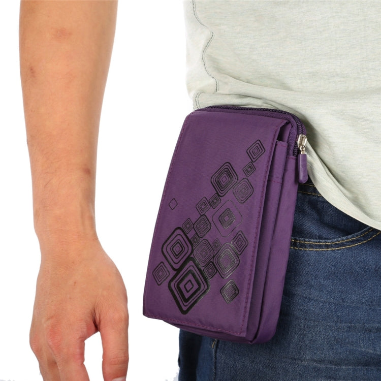 6.4 inch Multifunctional Square Pattern Canvas Sports Storage Waist Packs / Phone Cases / Hiking Bag / Camping Bag with Hanging Hook for iPhone 6S Plus / 7 Plus / Galaxy S7 Edge / Galaxy Note 8