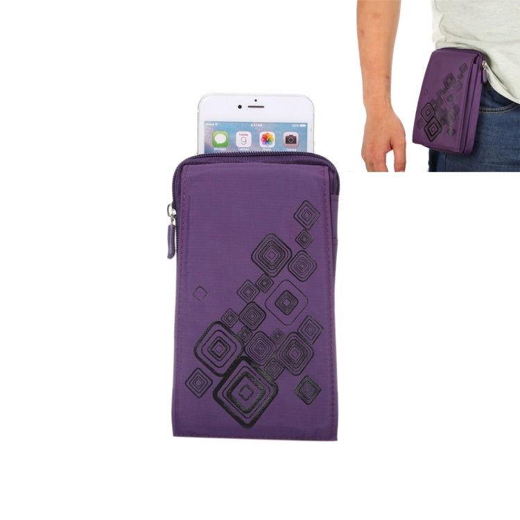 6.4 inch Multifunctional Square Pattern Canvas Sports Storage Waist Packs / Phone Cases / Hiking Bag / Camping Bag with Hanging Hook for iPhone 6S Plus / 7 Plus / Galaxy S7 Edge / Galaxy Note 8