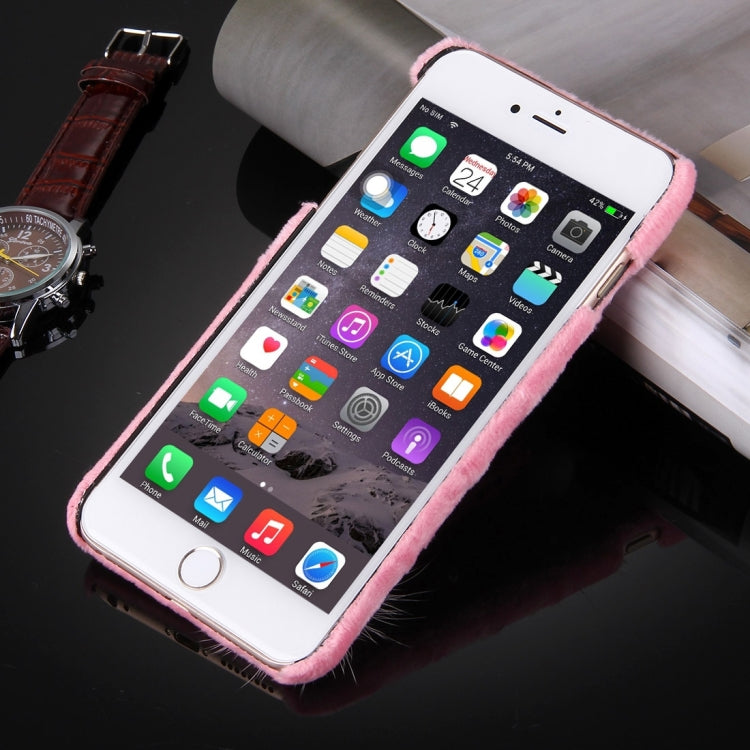 For iPhone 6 Plus & 6s Plus Furry Ball Pearl Christmas Hat Plush Cloth Cover PC Protective Case