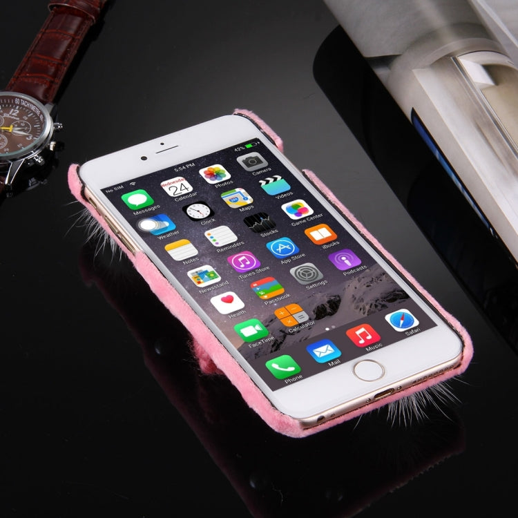 For iPhone 6 Plus & 6s Plus Furry Ball Pearl Christmas Hat Plush Cloth Cover PC Protective Case