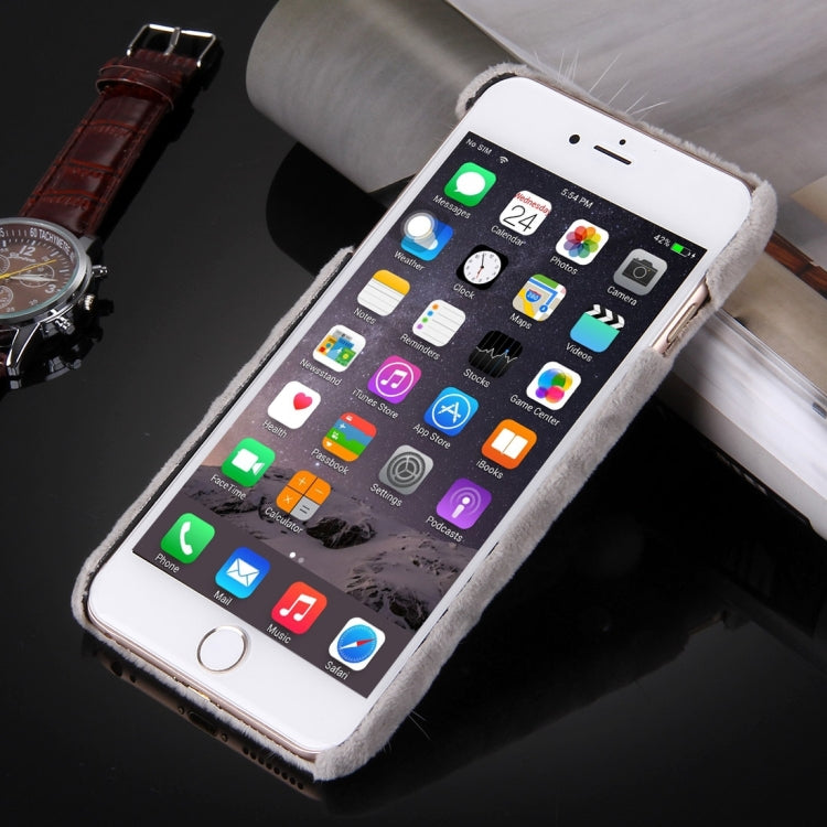 For iPhone 6 Plus & 6s Plus Furry Ball Pearl Christmas Hat Plush Cloth Cover PC Protective Case