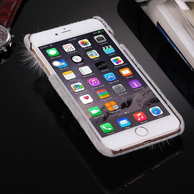 For iPhone 6 Plus & 6s Plus Furry Ball Pearl Christmas Hat Plush Cloth Cover PC Protective Case