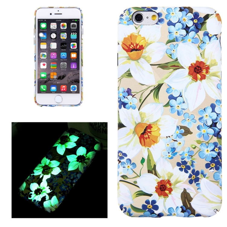 For iPhone 6 Plus & 6s Plus Water Decals Noctilucent Floral Pattern PC Protective Case