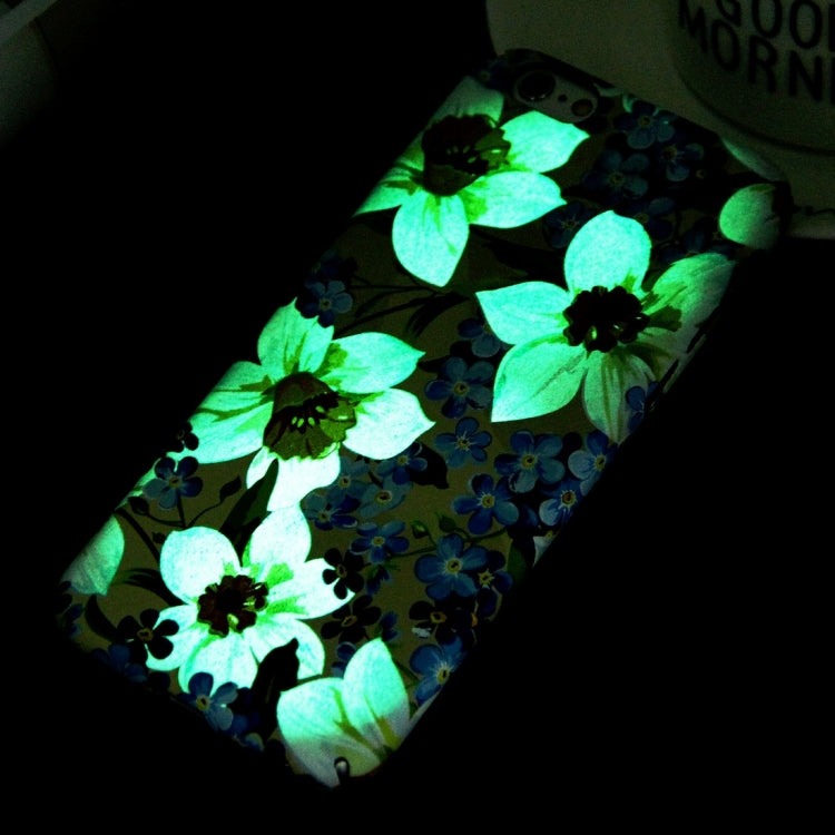 For iPhone 6 Plus & 6s Plus Water Decals Noctilucent Floral Pattern PC Protective Case
