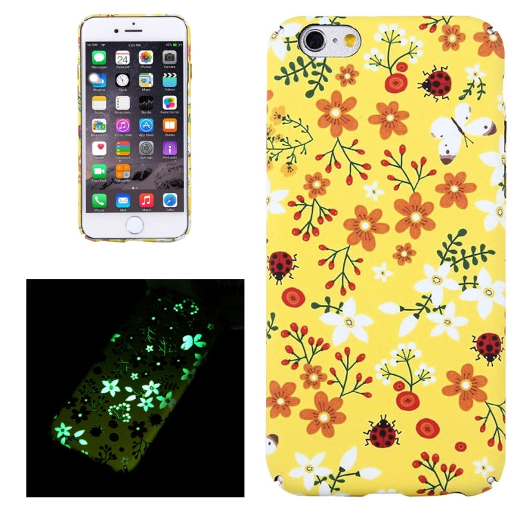 For iPhone 6 Plus & 6s Plus Water Decals Noctilucent Floral Pattern PC Protective Case
