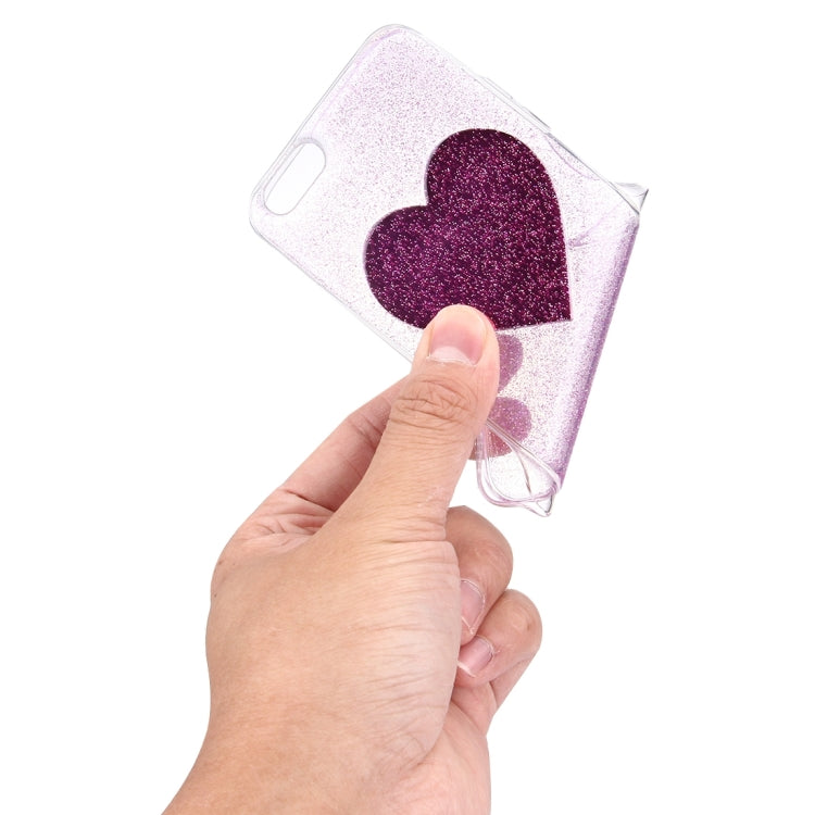 For iPhone 6 Plus & 6s Plus Glitter Powder Heart Pattern TPU Soft Protective Back Cover Case(Purple)