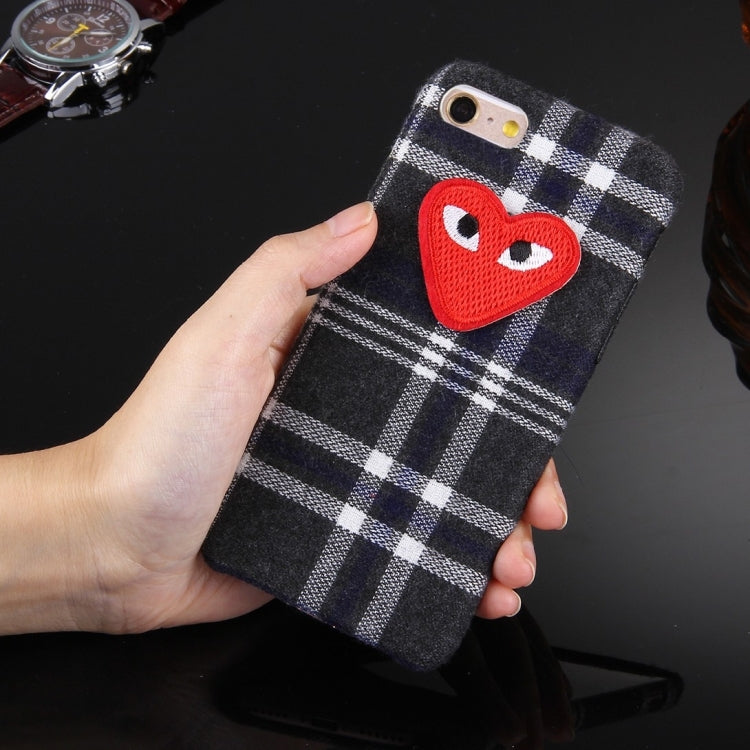 For iPhone 6 Plus & 6s Plus Lattice Love Heart Pattern Plush Cloth PC Protective Case