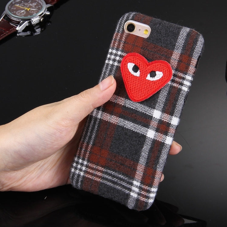 For iPhone 6 Plus & 6s Plus Lattice Love Heart Pattern Plush Cloth PC Protective Case