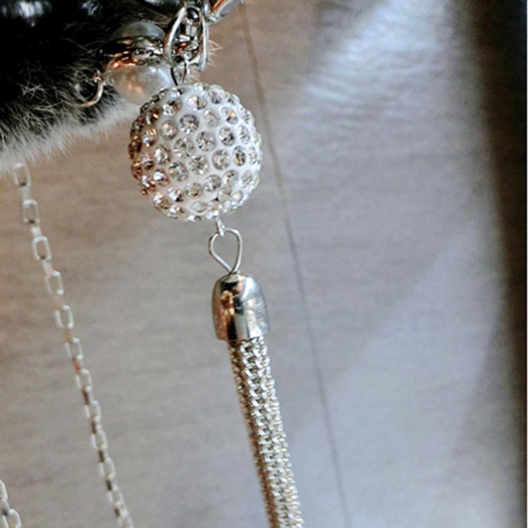 For iPhone 6 Plus & 6s Plus Rabbit Hair Protective Back Cover Case with Diamond Pendant Lanyard