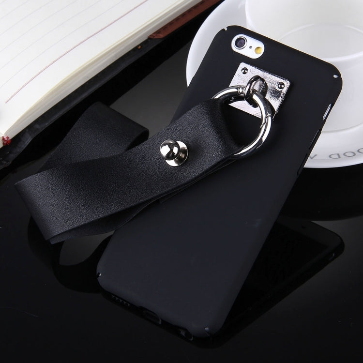 For iPhone 6 Plus & 6s Plus Black PU Lanyard PC Protective Case(Black)