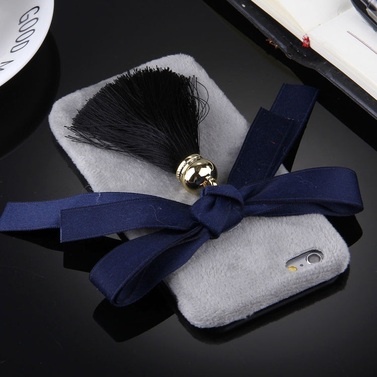 For iPhone 6 Plus & 6s Plus 3D Bowknot Protective Back Cover Case with Tassels Pendant(Grey)