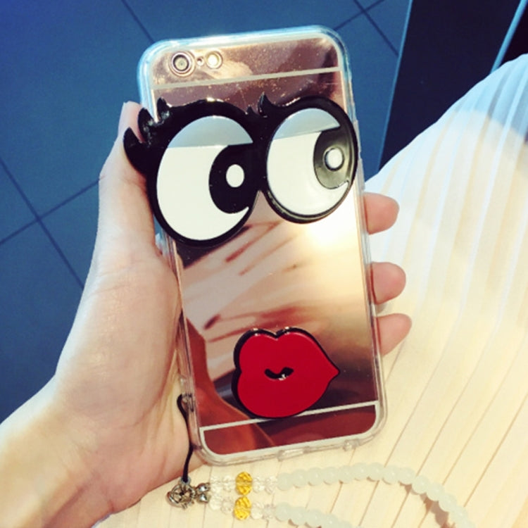 For iPhone 6 Plus & 6s Plus Electroplating Mirror 3D Big Eyes Protective Back Cover Case(Rose Gold)