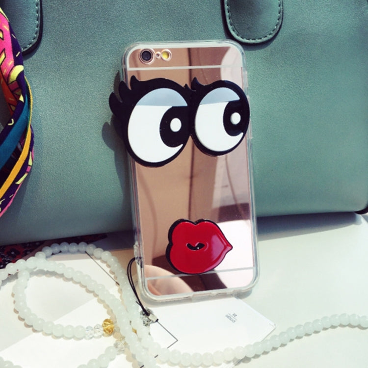 For iPhone 6 Plus & 6s Plus Electroplating Mirror 3D Big Eyes Protective Back Cover Case(Rose Gold)