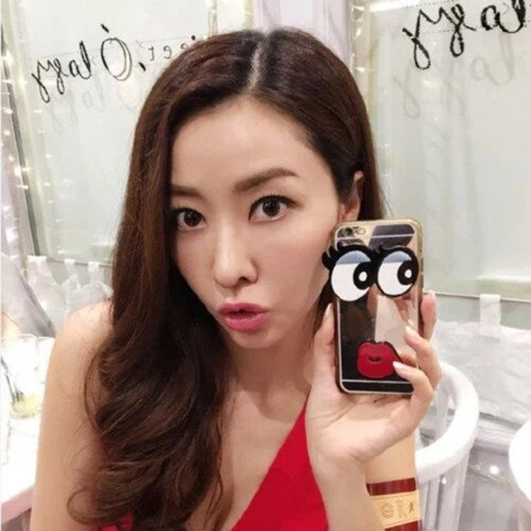 For iPhone 6 Plus & 6s Plus Electroplating Mirror 3D Big Eyes Protective Back Cover Case(Rose Gold)