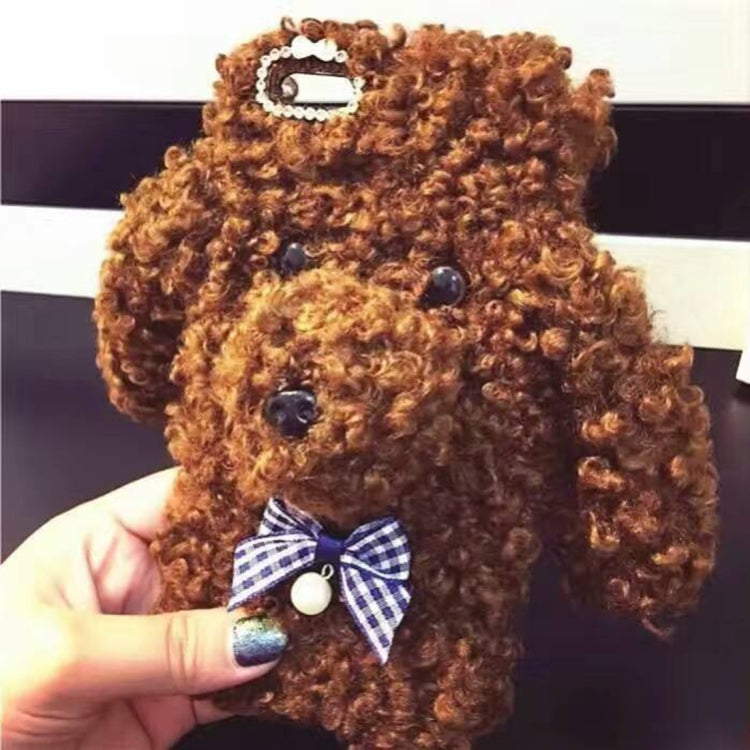 For iPhone 6 Plus & 6s Plus 3D Lovely Plush Cloth Dog Protective Back Cover Cass(Brown)