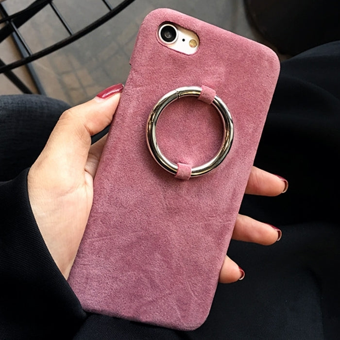 For iPhone 6 Plus & 6s Plus Plush Cloth Protective Back Cover Case with Ring