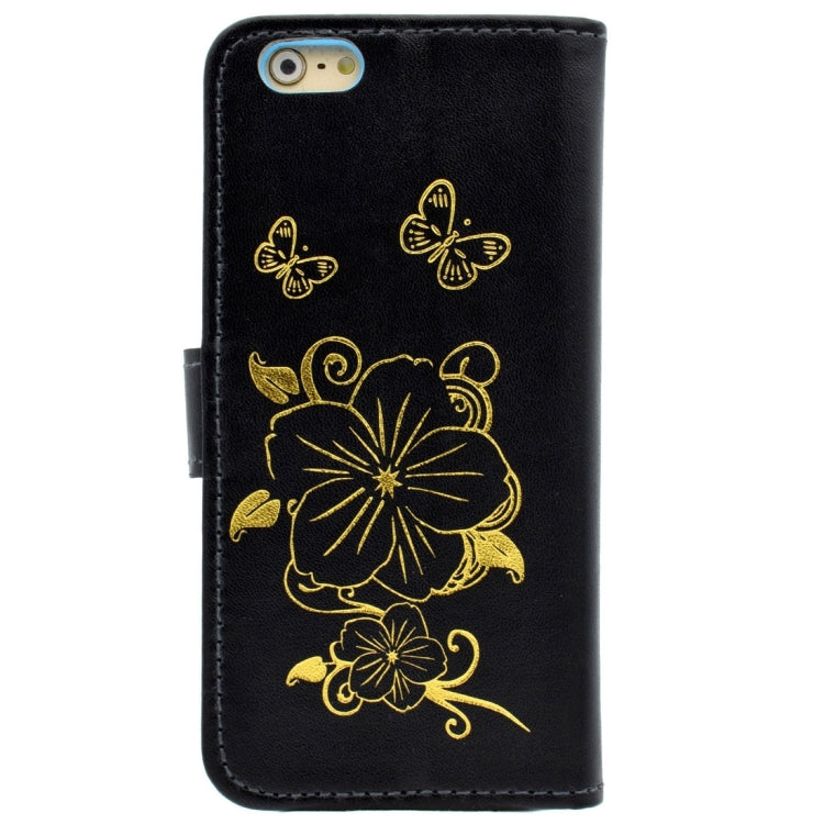 For iPhone 6 Plus & 6s Plus Bronzing Butterfly Pattern Horizontal Flip PU Leather Case with Holder & Card Slots & Wallet
