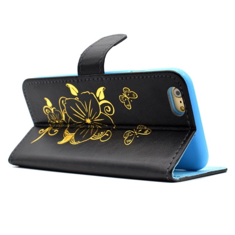 For iPhone 6 Plus & 6s Plus Bronzing Butterfly Pattern Horizontal Flip PU Leather Case with Holder & Card Slots & Wallet