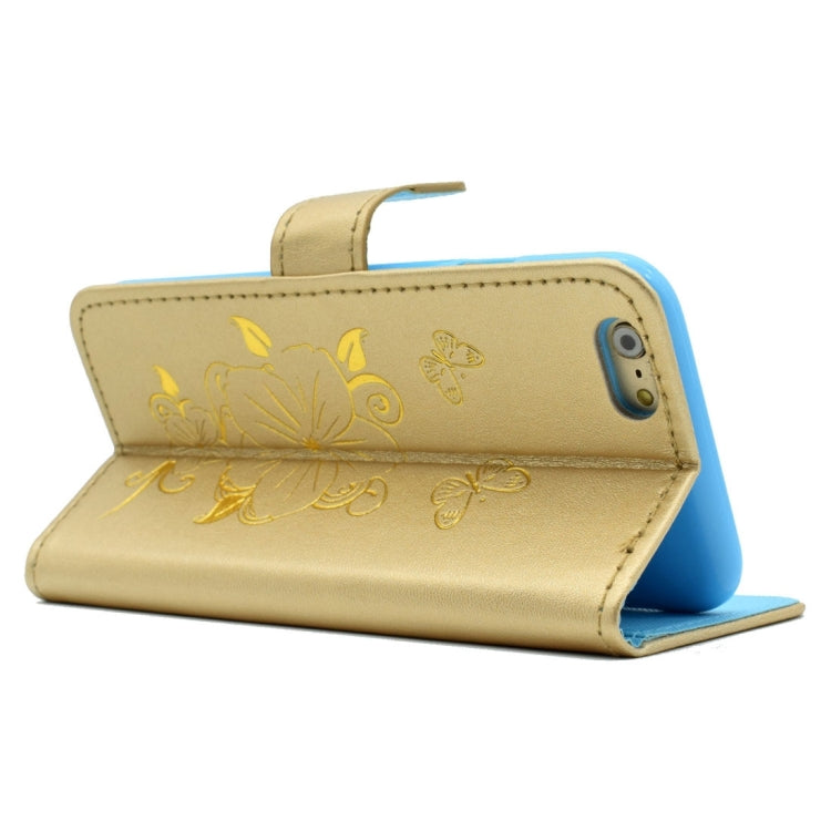 For iPhone 6 Plus & 6s Plus Bronzing Butterfly Pattern Horizontal Flip PU Leather Case with Holder & Card Slots & Wallet