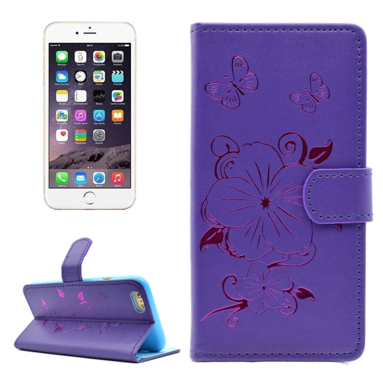 For iPhone 6 Plus & 6s Plus Bronzing Butterfly Pattern Horizontal Flip PU Leather Case with Holder & Card Slots & Wallet