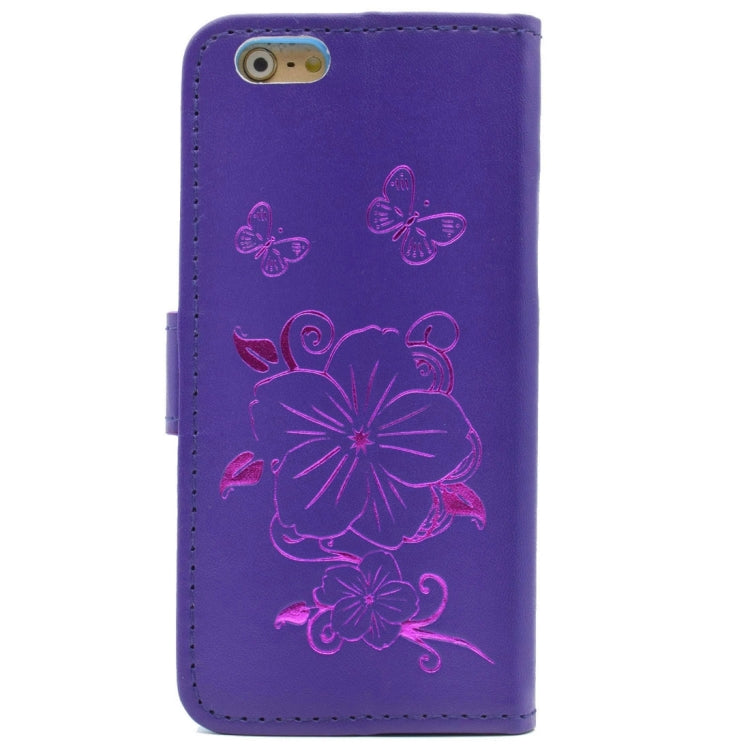 For iPhone 6 Plus & 6s Plus Bronzing Butterfly Pattern Horizontal Flip PU Leather Case with Holder & Card Slots & Wallet