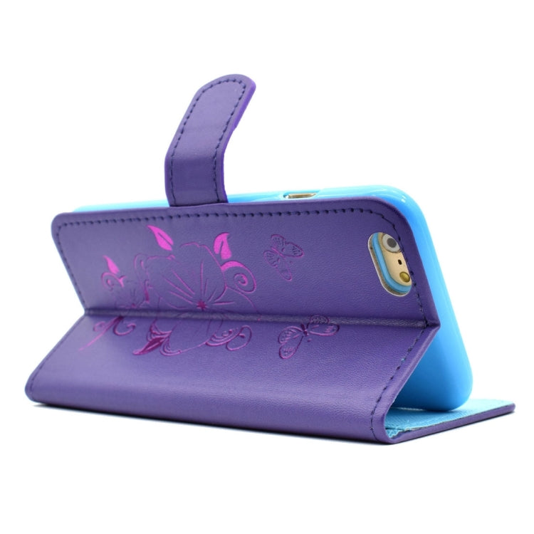 For iPhone 6 Plus & 6s Plus Bronzing Butterfly Pattern Horizontal Flip PU Leather Case with Holder & Card Slots & Wallet