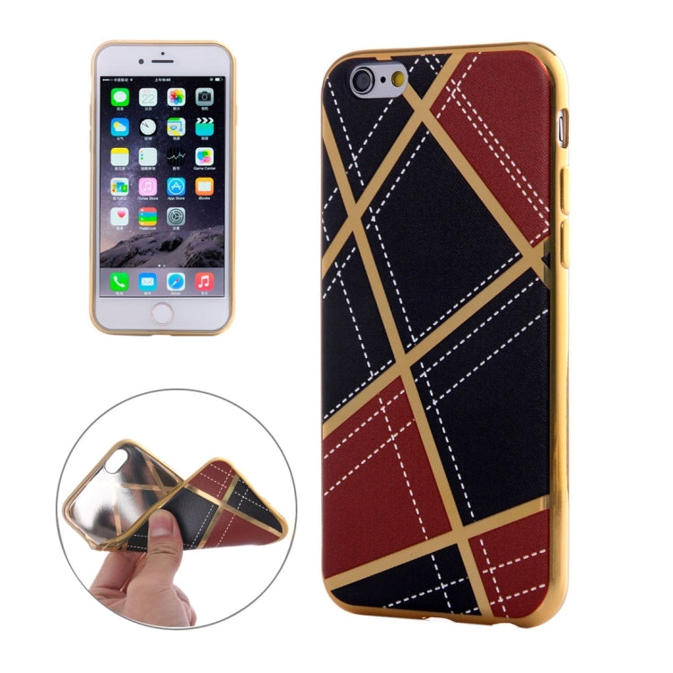 For iPhone 6 Plus & 6s Plus Rhombus Cloth Pattern Electroplating TPU Protective Case