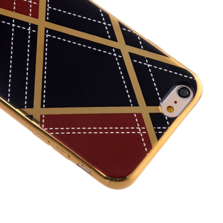 For iPhone 6 Plus & 6s Plus Rhombus Cloth Pattern Electroplating TPU Protective Case